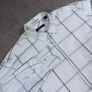 Tommy Bahama Shirt Mens 2XL Blue Check Cotton Silk Long Sleeve Button Up Casual